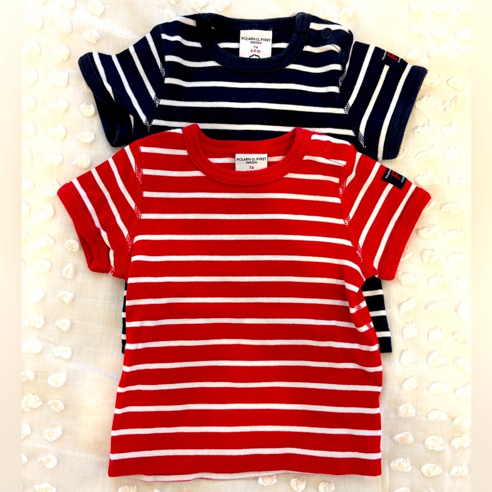 Polarn O. Pyret Classic Striped tees, 6-9 months